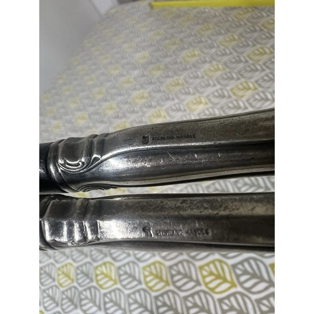 Towle Sterling Silver French Provincial Salad Serving Set Black Ebony